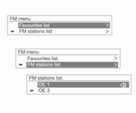 AM/FM menüsü → AM/FM istasyonları listesinin güncelleştirilmesi