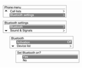 Telefon menüsü → Bluetooth ayarları