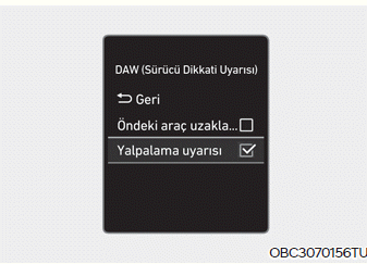 Sürücü Dikkati Uyarısı (DAW)