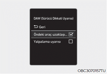 Sürücü Dikkati Uyarısı (DAW)